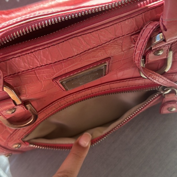 Pink Versace Medusa bag croc embossed leather y2k bag Boston duffle top handle - Picture 15 of 17